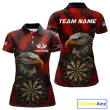 Load image into Gallery viewer, Black And Red American Flag Claw Eagle Darts Shirt For Women Custom Team Patriotic Darts Jerseys TDM4318