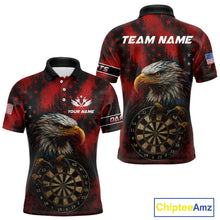 Load image into Gallery viewer, Black And Red American Flag Claw Eagle Darts Shirt For Men Custom Team Patriotic Darts Jerseys TDM4318