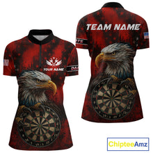 Load image into Gallery viewer, Black And Red American Flag Claw Eagle Darts Shirt For Women Custom Team Patriotic Darts Jerseys TDM4318