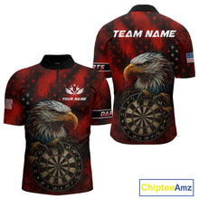 Load image into Gallery viewer, Black And Red American Flag Claw Eagle Darts Shirt For Men Custom Team Patriotic Darts Jerseys TDM4318