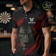 Load image into Gallery viewer, Personalized Red &amp; Black Lion Dart Shirt For Men Custom Light Dartboard Team Jersey Polo &amp; 1/4 Zip TDM4334
