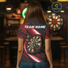 Load image into Gallery viewer, Personalized Red &amp; Black Lion Dart Shirt For Women Custom Light Dartboard Team Jersey Polo &amp; 1/4 Zip TDM4334