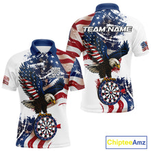Load image into Gallery viewer, Personalized Grunge American Flag Eagle Darts Shirt For Men Custom Patriotic Darts Team Jersey TDM4756