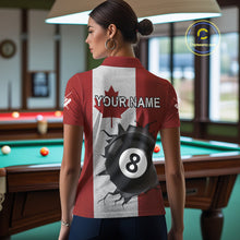 Load image into Gallery viewer, Personalized Grunge Canada Flag Billiard Shirt For Women Custom Funny 8 Ball Pool Team Jersey TDM4175