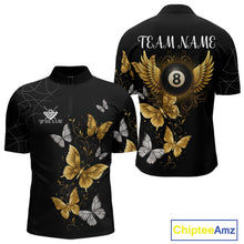 Load image into Gallery viewer, Personalized Golden 8 Ball Wings Butterflies Billiard Shirt For Men Custom Funny Pool Team Jersey TDM4777