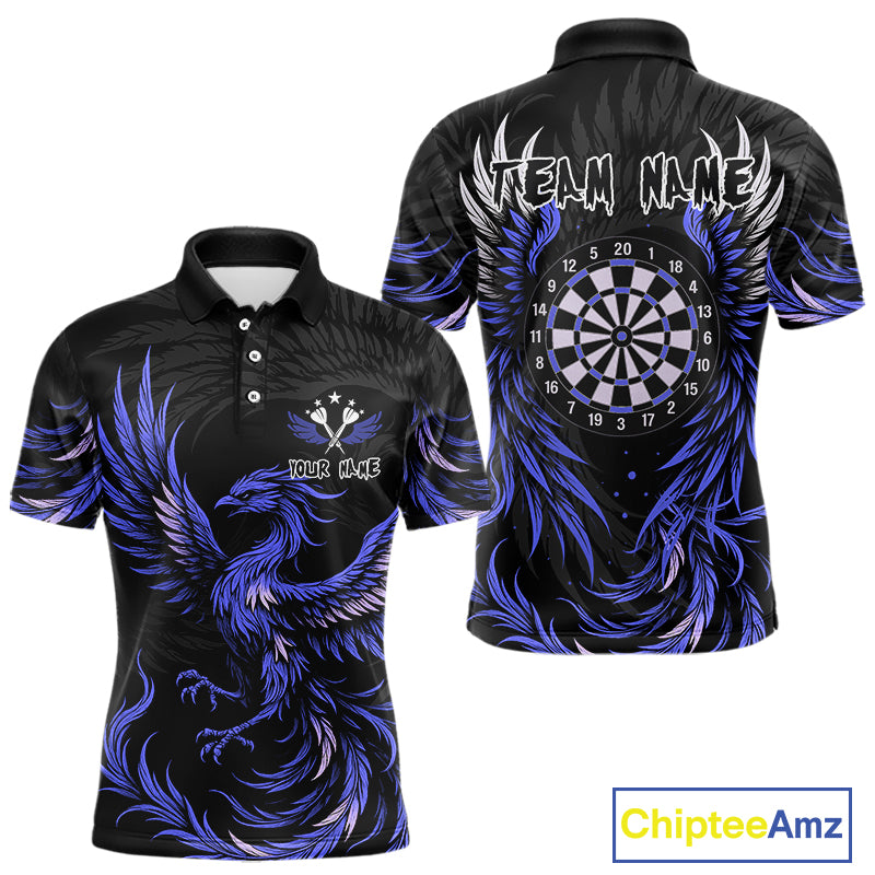 Personalized Phoenix Dartboard Wings Men's Dart Shirts Custom Blue And Black Darts Team Jerseys TDM4584