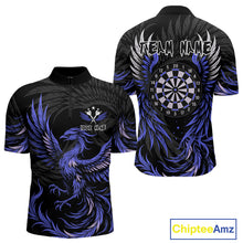 Load image into Gallery viewer, Personalized Phoenix Dartboard Wings Men&#39;s Dart Shirts Custom Blue And Black Darts Team Jerseys TDM4584