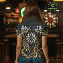 Load image into Gallery viewer, Personalized Phoenix Dartboard Wings Women&#39;s Dart Shirts Custom Yellow And Black Darts Team Jerseys TDM4585