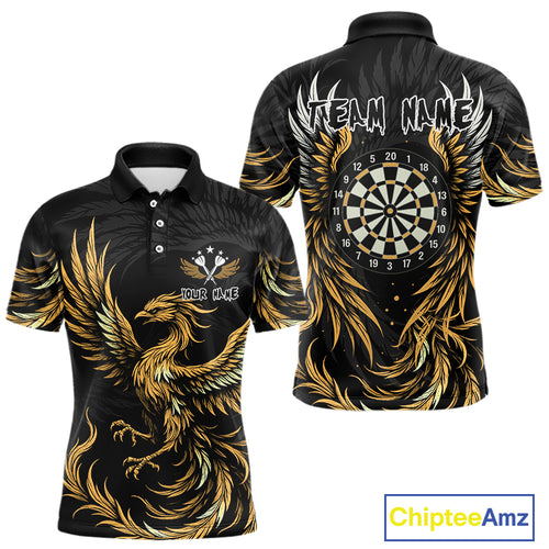 Personalized Phoenix Dartboard Wings Men's Dart Shirts Custom Yellow And Black Darts Team Jerseys TDM4585