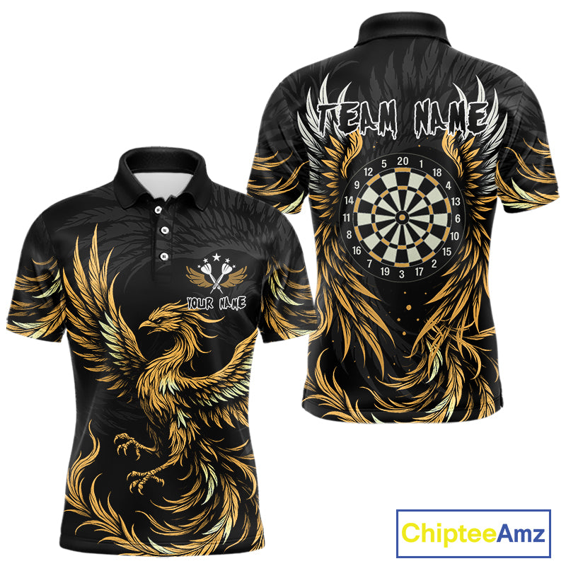 Personalized Phoenix Dartboard Wings Men's Dart Shirts Custom Yellow And Black Darts Team Jerseys TDM4585