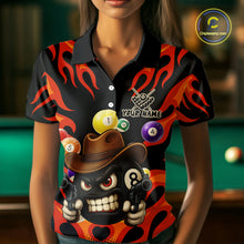 Load image into Gallery viewer, Personalized Red Funny Flame 8 Ball Billiard Shirt For Women Custom Pool Team Jersey Polo &amp; 1/4 Zip TDM4782