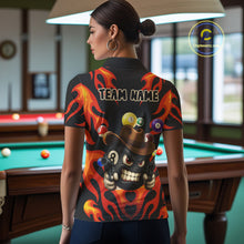 Load image into Gallery viewer, Personalized Red Funny Flame 8 Ball Billiard Shirt For Women Custom Pool Team Jersey Polo &amp; 1/4 Zip TDM4782
