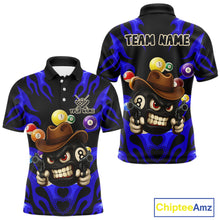 Load image into Gallery viewer, Personalized Blue Funny Flame 8 Ball Billiard Shirt For Men Custom Pool Team Jersey Polo &amp; 1/4 Zip TDM4783