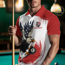 Load image into Gallery viewer, Personalized Grunge Paint Eagle US Flag 8 Ball Billiard Shirt For Men, White Red Pool Team Jersey TDM4786