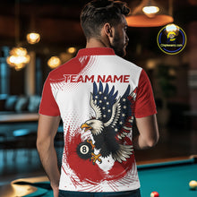 Load image into Gallery viewer, Personalized Grunge Paint Eagle US Flag 8 Ball Billiard Shirt For Men, White Red Pool Team Jersey TDM4786