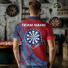 Load image into Gallery viewer, Red And Blue Stars Darts Shirt For Men Custom Dartboard Jerseys Team Polo &amp; 1/4 Zip, Darts Outfit TDM4357