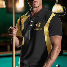 Load image into Gallery viewer, Black And Golden 8 Ball Wings Billiard Shirt For Men Custom Pool Team Jersey Polo &amp; Quarter Zip TDM4203