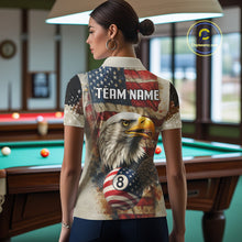 Load image into Gallery viewer, Personalized Patriotic Eagle 8 Ball Billiard Shirt For Women, Vintage American Flag Pool Team Jersey TDM4218