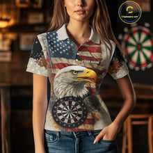 Load image into Gallery viewer, Personalized Patriotic Eagle Darts Shirt For Women Custom Vintage American Flag Darts Team Jersey TDM4219