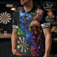 Load image into Gallery viewer, Funny Colorful Skull Darts Shirt For Men Custom Darts Team Jersey Polo &amp; 1/4 Zip, Darts Outfit TDM4378