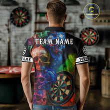 Load image into Gallery viewer, Funny Colorful Skull Darts Shirt For Men Custom Darts Team Jersey Polo &amp; 1/4 Zip, Darts Outfit TDM4378
