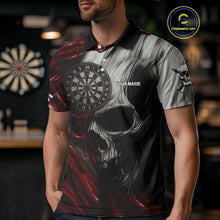 Load image into Gallery viewer, Personalized Gothic Skull Darts Shirt For Men Custom Darts Jersey Team Uniform Polo &amp; 1/4 Zip|Red TDM4379