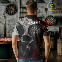 Load image into Gallery viewer, Personalized Gothic Skull Darts Shirt For Men Custom Darts Jersey Team Uniform Polo &amp; 1/4 Zip|Red TDM4379