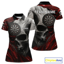Load image into Gallery viewer, Personalized Gothic Skull Darts Shirt For Women Custom Darts Jersey Team Uniform Polo &amp; 1/4 Zip|Red TDM4379