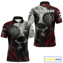 Load image into Gallery viewer, Personalized Gothic Skull Darts Shirt For Men Custom Darts Jersey Team Uniform Polo &amp; 1/4 Zip|Red TDM4379