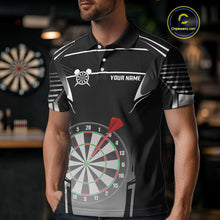 Load image into Gallery viewer, Black And White Dartboard Lights Custom Darts Polo &amp; Quarter Zip For Men, 3D Darts Team Jersey TDM4802