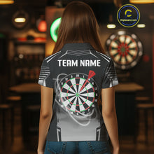 Load image into Gallery viewer, Black And White Dartboard Lights Custom Darts Polo &amp; Quarter Zip For Women, 3D Darts Team Jersey TDM4802
