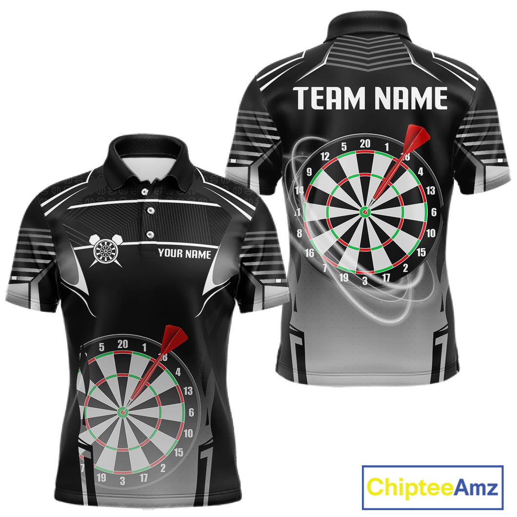 Black And White Dartboard Lights Custom Darts Polo & Quarter Zip For Men, 3D Darts Team Jersey TDM4802
