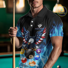 Load image into Gallery viewer, Personalized American Flag Eagle Billiard Ball Pool Shirt For Men Custom Billiard Team Jersey|Blue TDM4806