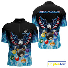 Load image into Gallery viewer, Personalized American Flag Eagle Billiard Ball Pool Shirt For Men Custom Billiard Team Jersey|Blue TDM4806