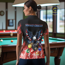 Load image into Gallery viewer, Personalized American Flag Eagle Billiard Ball Pool Shirt For Women Custom Billiard Team Jersey|Red TDM4807