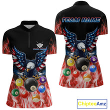 Load image into Gallery viewer, Personalized American Flag Eagle Billiard Ball Pool Shirt For Women Custom Billiard Team Jersey|Red TDM4807