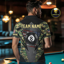Load image into Gallery viewer, Military Green Camo 8 Ball Pool Billiard Shirt For Men Custom Patriotic US Flag Billiard Jerseys TDM4222