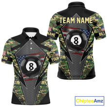 Load image into Gallery viewer, Military Green Camo 8 Ball Pool Billiard Shirt For Men Custom Patriotic US Flag Billiard Jerseys TDM4222