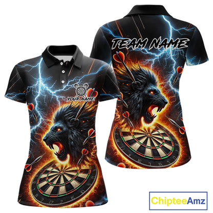 Personalized Thunder Lightning Lion Darts Shirt For Women Custom Darts League Jersey Polo & 1/4 Zip TDM4619