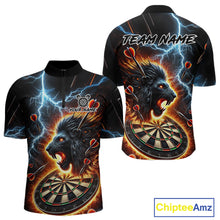 Load image into Gallery viewer, Personalized Thunder Lightning Lion Darts Shirt For Men Custom Darts League Jersey Polo &amp; 1/4 Zip TDM4619