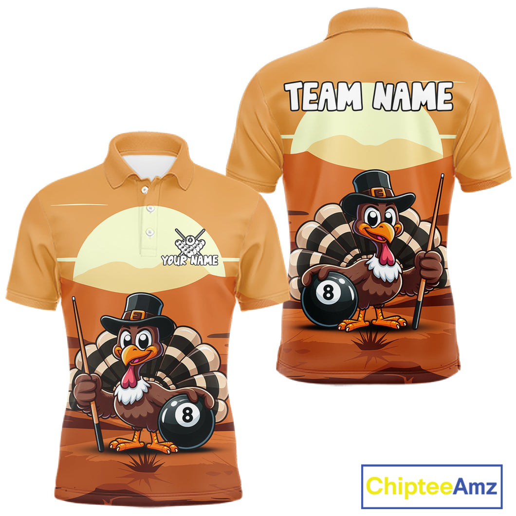 Funny Turkey 8 Ball Pool Billiard Shirt For Men Custom Thanksgiving Shirt For Pool Player TDM4817
