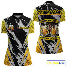 Load image into Gallery viewer, Darts And Beer That&#39;s Why I&#39;m Here Custom Grunge Dart Shirt For Women, Drinking Darts Jerseys |Black TDM4234