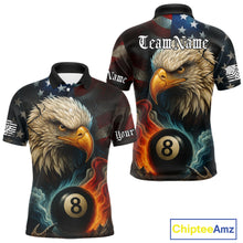 Load image into Gallery viewer, Personalized Eagle Flame 8 Ball Billiard Shirt For Men Custom Patriotic US Flag Pool Team Jersey TDM4819