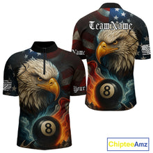 Load image into Gallery viewer, Personalized Eagle Flame 8 Ball Billiard Shirt For Men Custom Patriotic US Flag Pool Team Jersey TDM4819