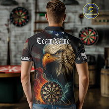 Load image into Gallery viewer, Personalized Eagle Flame Darts Shirt For Men Custom Patriotic American Flag Team Darts Jersey TDM4820
