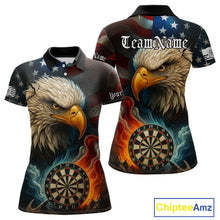 Load image into Gallery viewer, Personalized Eagle Flame Darts Shirt For Women Custom Patriotic American Flag Team Darts Jersey TDM4820