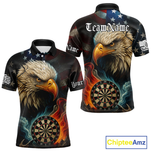 Personalized Eagle Flame Darts Shirt For Men Custom Patriotic American Flag Team Darts Jersey TDM4820
