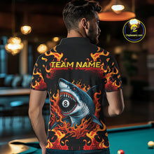 Load image into Gallery viewer, Customized Orange 8 Ball Pool Flame Shark Billiard Shirt For Men, Pool Team Jersey Polo &amp; 1/4 Zip TDM4394