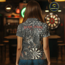 Load image into Gallery viewer, Personalized Vintage American Flag Wolf Darts Shirt For Women, Patriotic Dart Team Jerseys TDM4243
