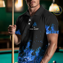 Load image into Gallery viewer, Personalized Blue Flaming Dragon Billiard Shirt For Men, 8 Ball Pool Billiard League Team Jerseys TDM4244